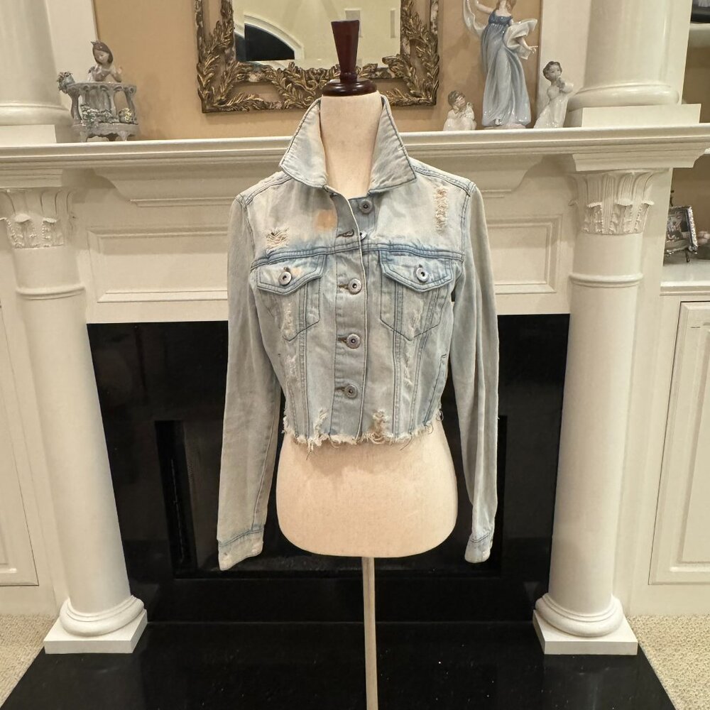 Highway Jeans Cropped Distressed Denim Jacket – Women’s Small